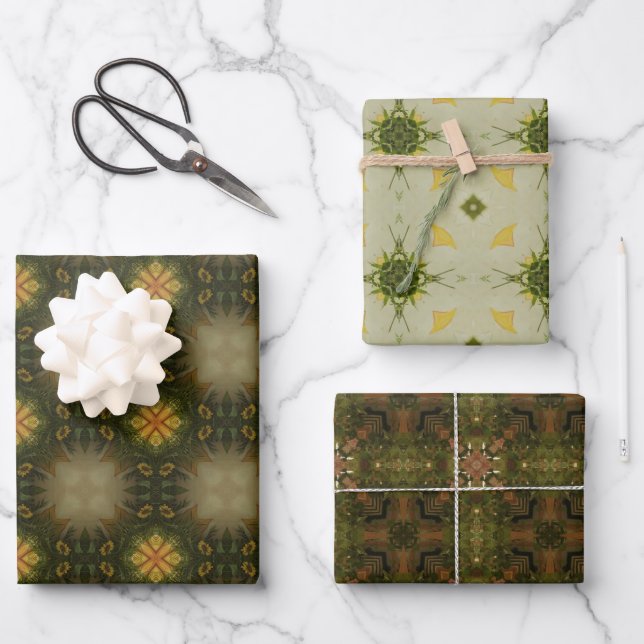 Earth green geometric pattern No4 Wrapping Paper Sheet (Front)