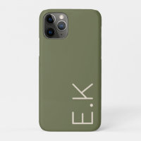 Earth Green Minimal Personalized Initial Monogram