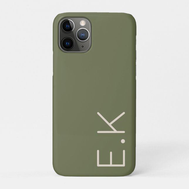 Earth Green Minimal Personalized Initial Monogram Case-Mate iPhone Case (Back)