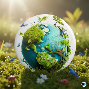Earth Green "Save Nature"  –Eco-Friendly Awareness 3 Inch Round Button