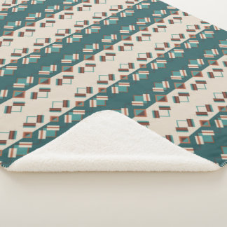 Earth Grid Teal and Brown  Sherpa Blanket