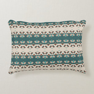 Earth Grid Teal and Brown Tote Accent Pillow