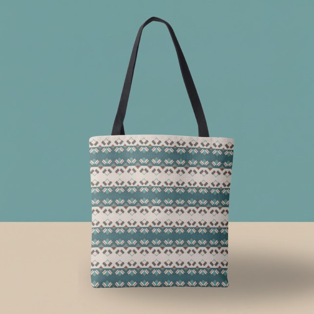 Earth Grid Teal and Brown Tote Bag (Creator Uploaded)