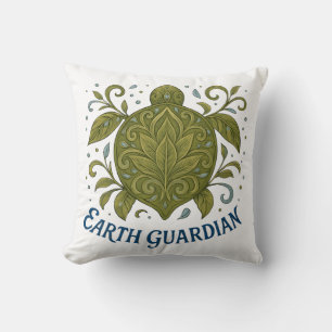 Earth Guardian Turtle Nature Design Throw Pillow
