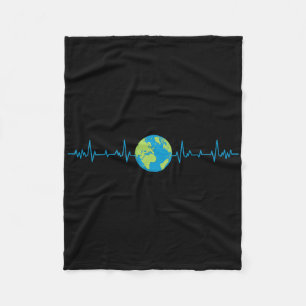 Earth Heartbeat Funny Earth’s Day Save Our Planet  Fleece Blanket