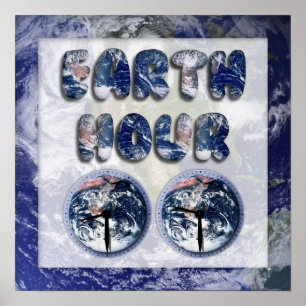 Earth Hour (Earth Text W/Clocks[2]) Poster