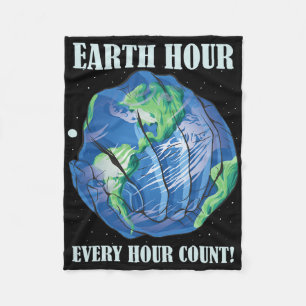 Earth Hour Every Hour Cont Save Our Planet  Fleece Blanket