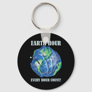 Earth Hour Every Hour Cont Save Our Planet Keychain