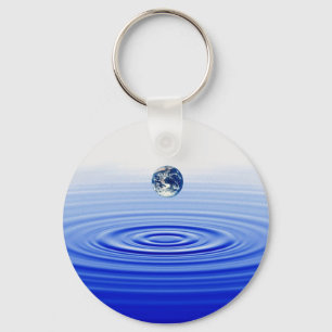 earth in a  water drop keychain
