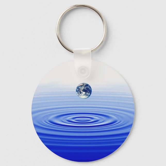 earth in a  water drop keychain (Front)