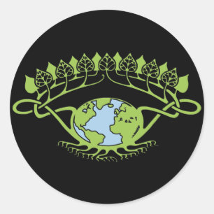 Earth in Art Nouveau Vines Classic Round Sticker
