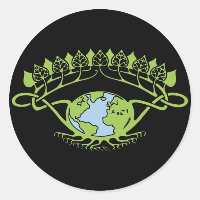 Earth in Art Nouveau Vines Classic Round Sticker (Front)