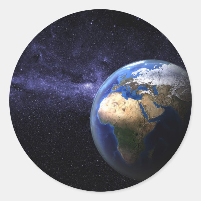 Earth in space classic round sticker (Front)