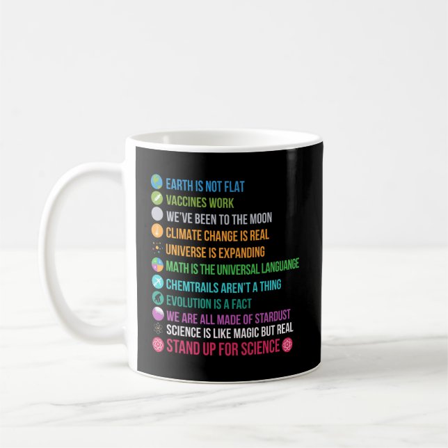Earth Is Not Flat Stand Up For Science Coffee Mug (Left)