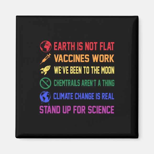 Earth Is Not Flat Vaccines Work Climate Change Ear Magnet (Front)