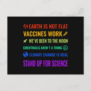 Earth is Not Flat Vaccines Work Funny science Postcard