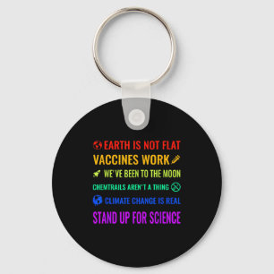 Earth Is Not Flat Vaccines Work Funny Science T Sh Keychain
