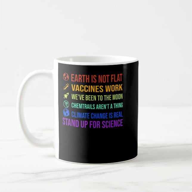 Earth is Not Flat Vaccines Work Moon science Coffee Mug (Left)