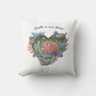 Earth is our home fox throw pillow