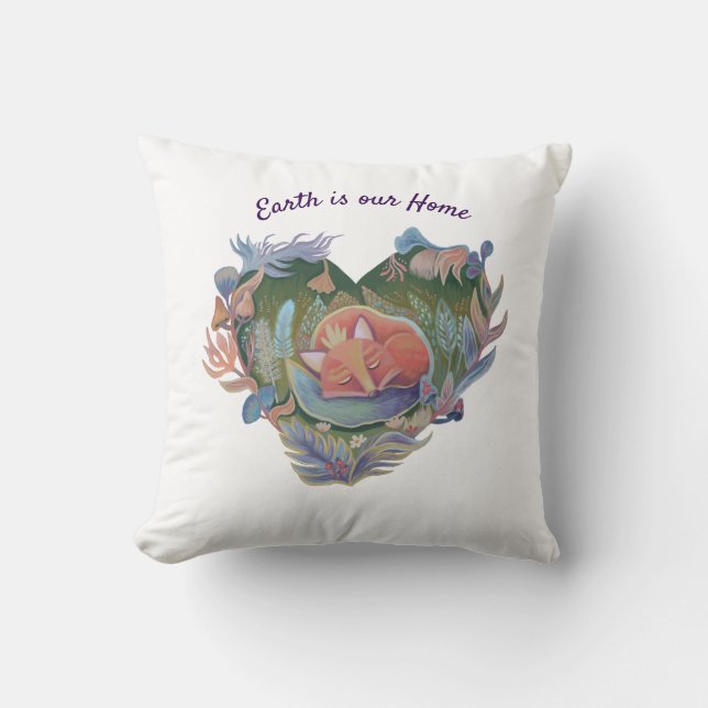 Earth is our home fox  throw pillow (Front)