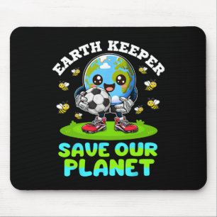 Earth Keeper Save Our Planet Earth Day Soccer Goal Mouse Pad