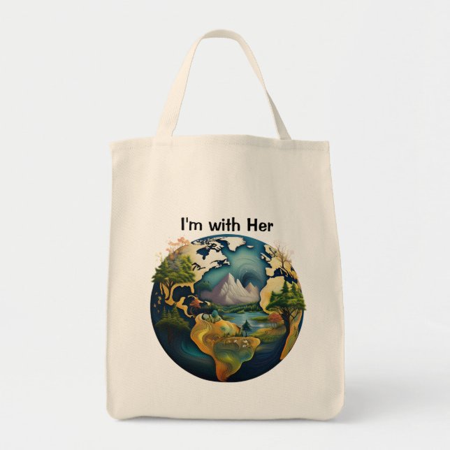 Earth Keeper Tote – Carry the Land with Care Bag (Front)