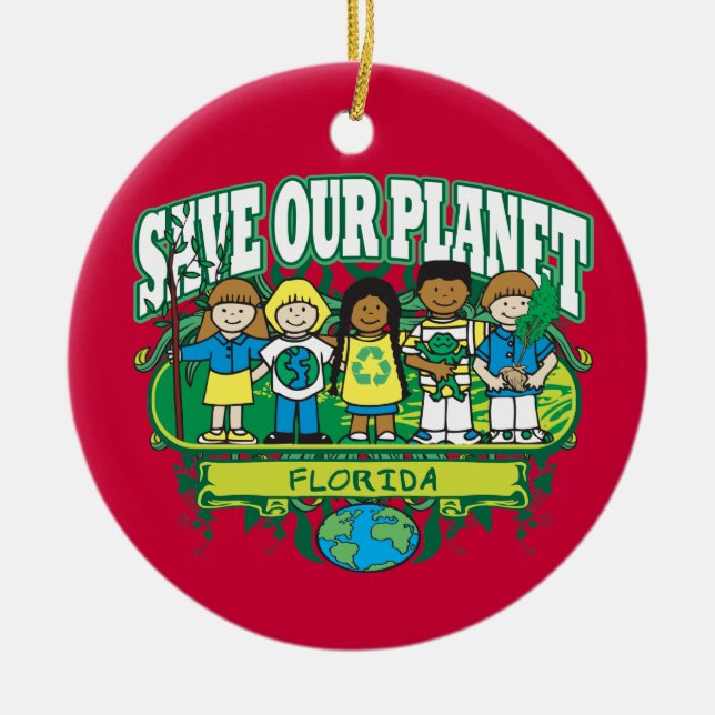 Earth Kids Florida Ceramic Ornament (Front)