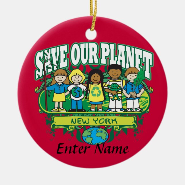 Earth Kids New York Ceramic Ornament (Front)