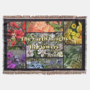 Earth Laugh in Flowers Photo Collage Throw Blanket