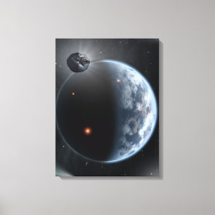 Earth-Like Planet With Oceans Coating Its Surface. Canvas Print