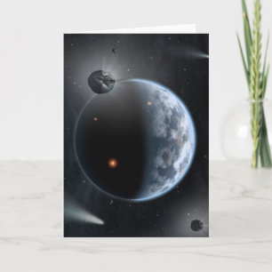 Earth-Like Planet With Oceans Coating Its Surface. Card