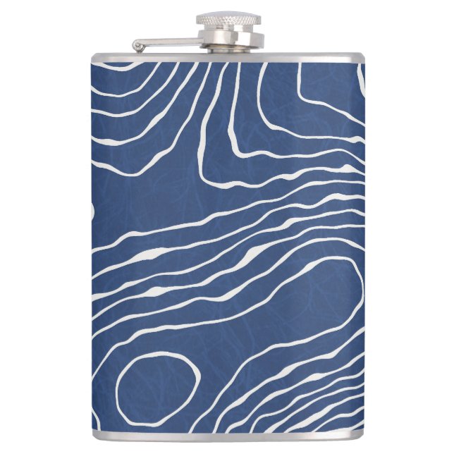 Earth Line Topographic Organic Print. Hip Flask (Front)