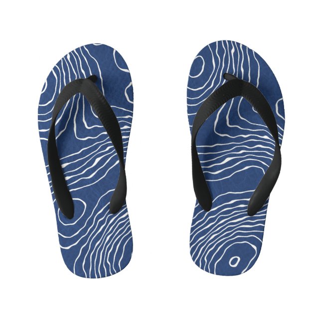 Earth Line Topographic Organic Print. Kid's Flip Flops (Footbed)