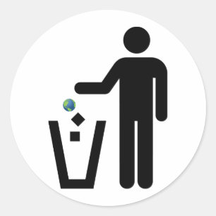 Earth Litter Disposal Classic Round Sticker
