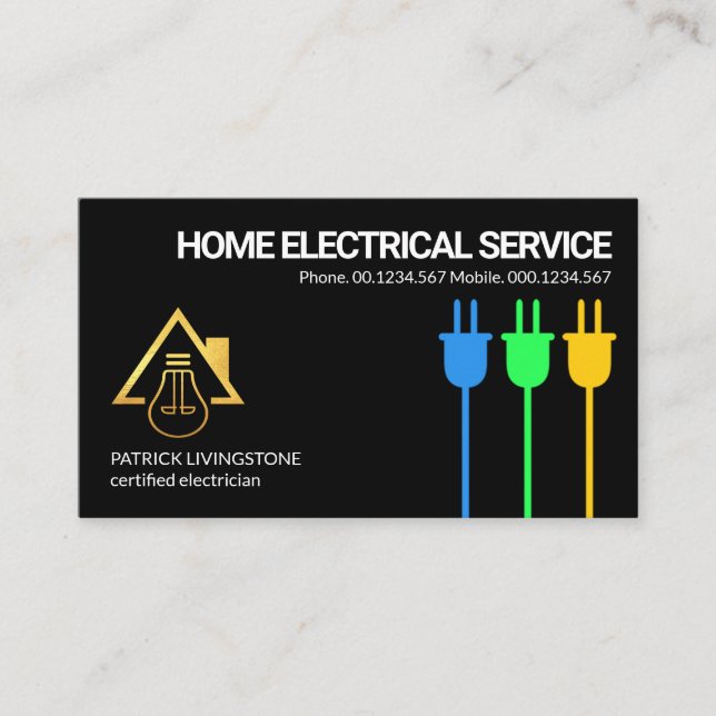 Earth Live Neutral Power Plugs Electrical Service Business Card (Front)
