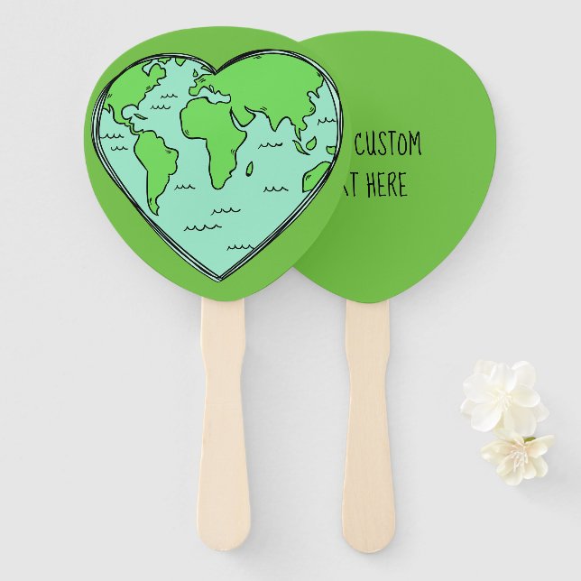 Earth Love custom text hand fans (Front and Back)