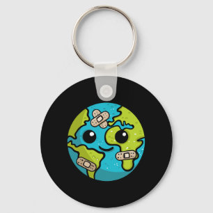 Earth Lover Day Illustration Gift Glol Warming Env Keychain
