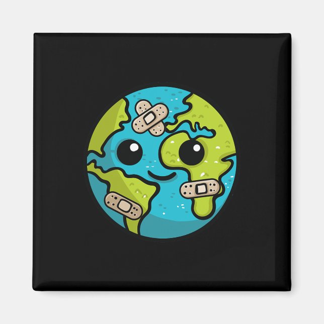 Earth Lover Day Illustration Gift Glol Warming Env Magnet (Front)