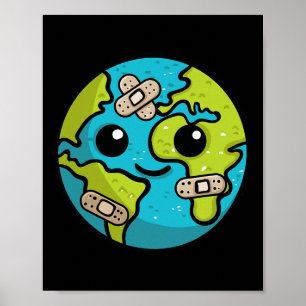 Earth Lover Day Illustration Gift Glol Warming Env Poster