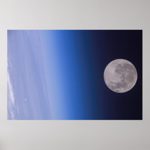 Earth & Moon From The International Space Station Poster