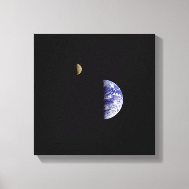 Earth Moon Galileo Space Photograph Canvas Print (Front)