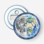 Earth & Moon Watercolor Galaxy Celestial Design Bottle Opener<br><div class="desc">Explore the beauty of the universe with this stunning Earth and Moon watercolor design,  blending science and art into one captivating piece. This unique illustration merges the Moon and Earth into a single celestial composition,  surrounded by a dreamy galaxy background filled with stars and cosmic colours.</div>