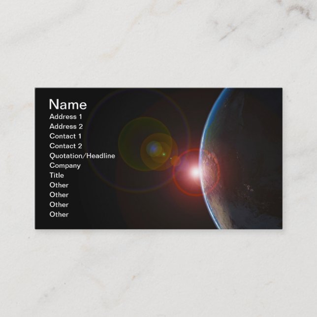 EARTH MORNING 688 SPACE PLANETS SUNRISE BEAUTY BUSINESS CARD (Front)