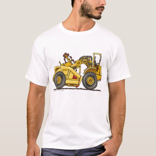 Earth Mover Pan Scraper Construction Apparel T-Shirt (Front)