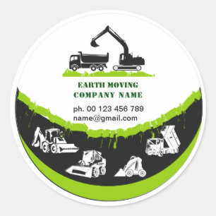 Earth moving, excavator, landscaping classic round sticker