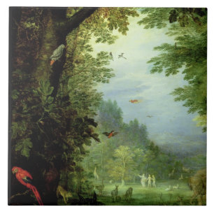 Earth or The Earthly Paradise, detail of Adam and Tile