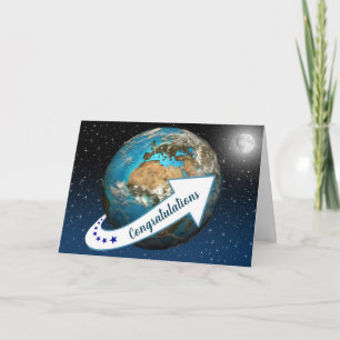 Earth Orbit With Moon Birthday Card