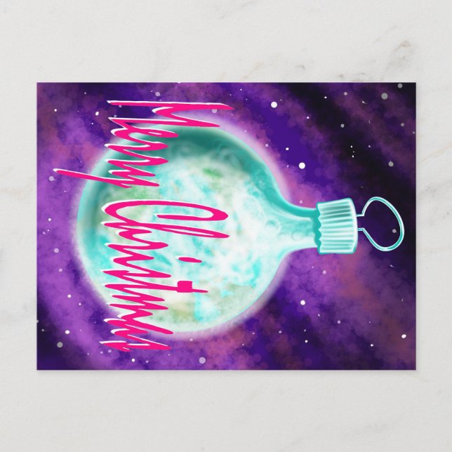 earth ornament merry christmas postcard (Front)