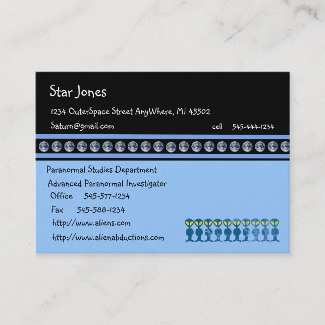 Earth OutSpace Planets Business Cards (Front)