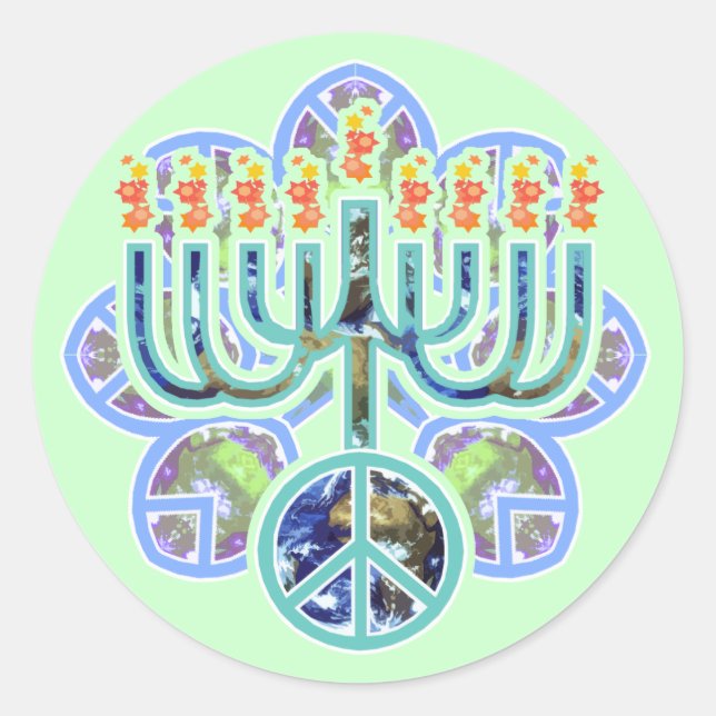 Earth Peace Menorah Stickers (Front)